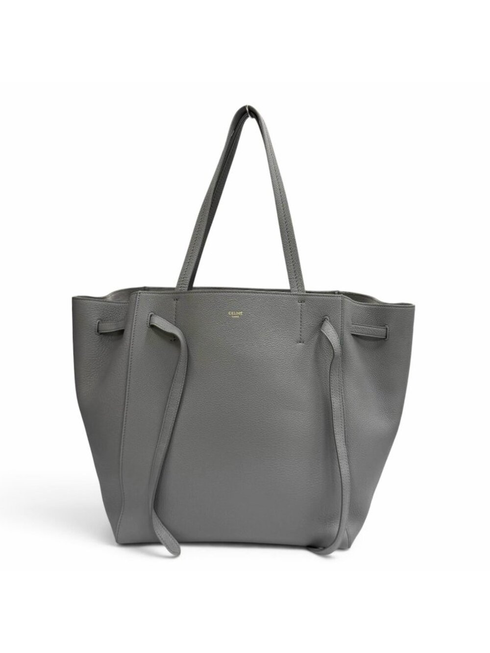 Celine Cabas Phantom Small Logo Soft Grain Calfskin Tote Bag Gray